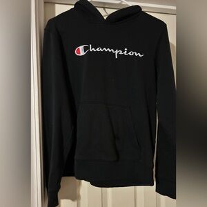 Champion Black Embroidered Logo Pullover Hooded Sweatshirt YOUTH XL.